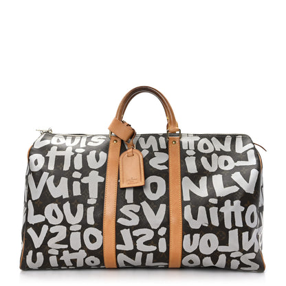 Louis Vuitton Monogram Graffiti Keepall 50 Silver 1 of 12