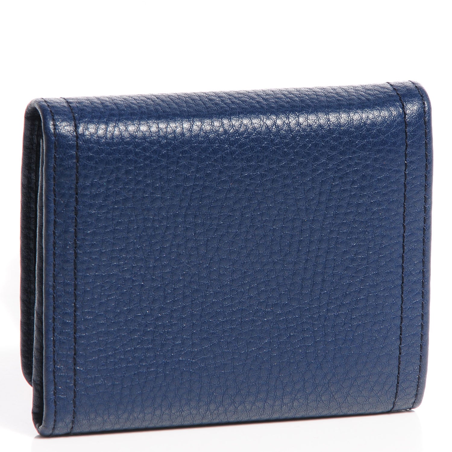 Prada Vitello Daino Metal Tri-Fold Wallet Bleuette 3 of 8