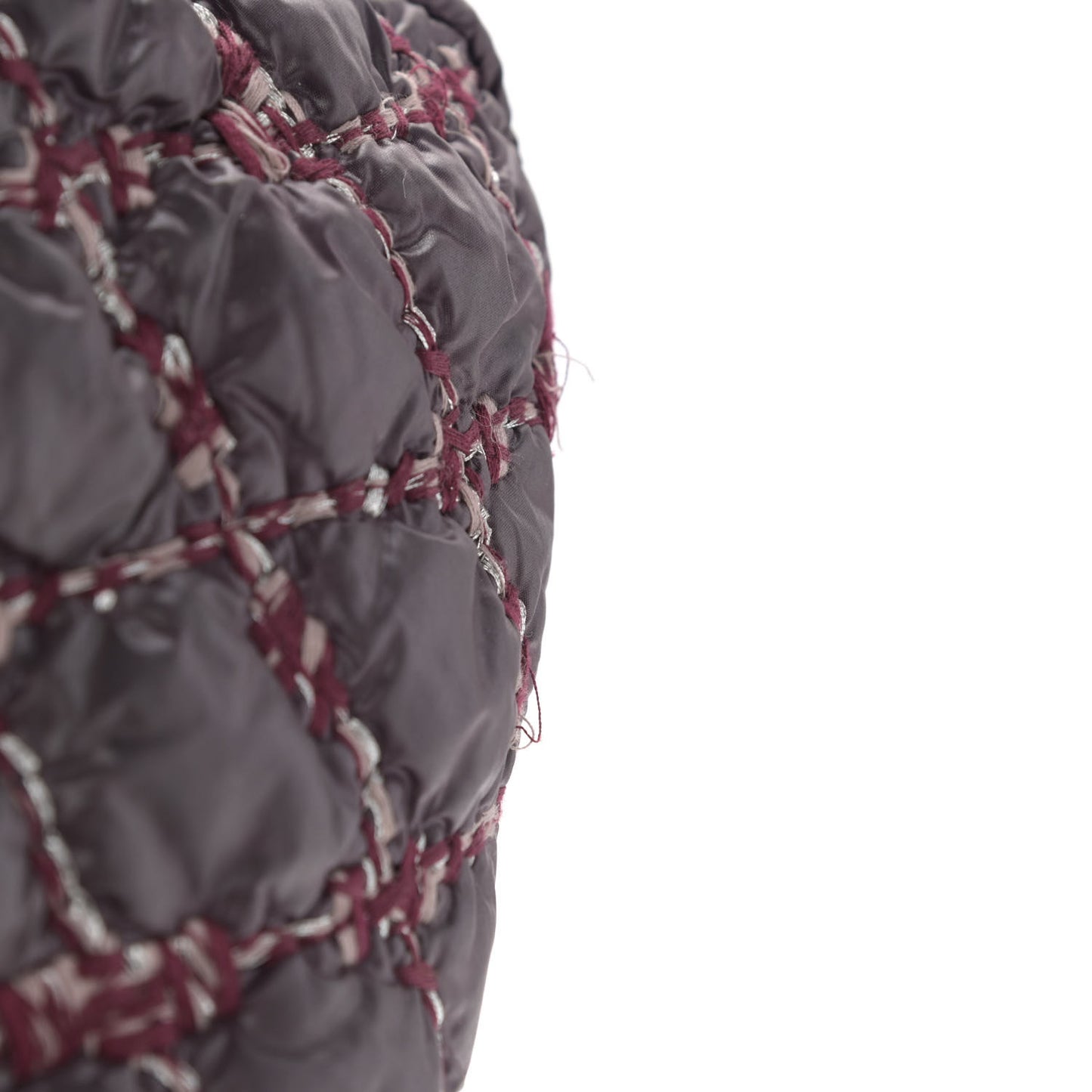 Nylon Quilted Tweed Stitch Bubble Camera Case Purple