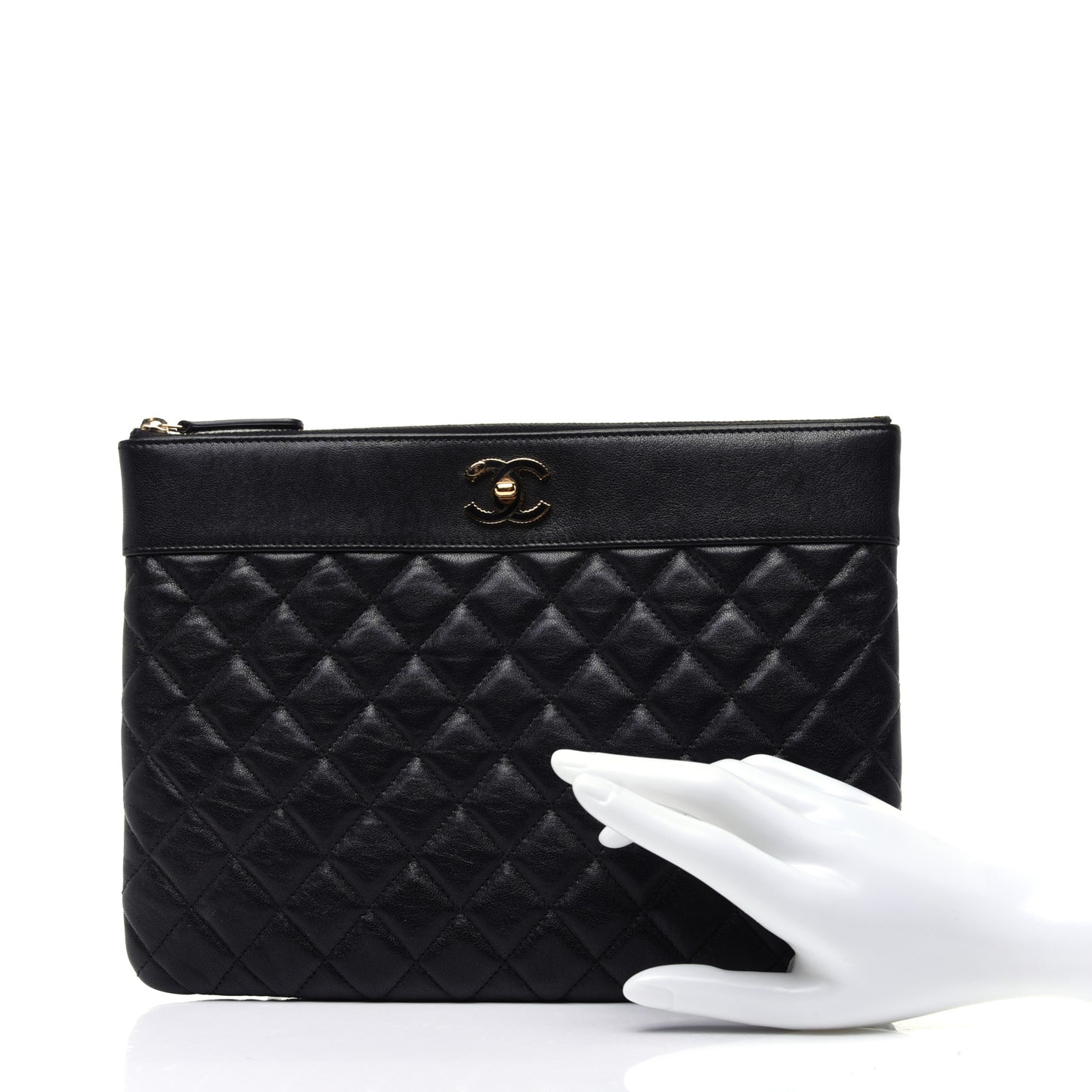 Sheepskin Quilted Medium Vintage Mademoiselle Cosmetic Case Black