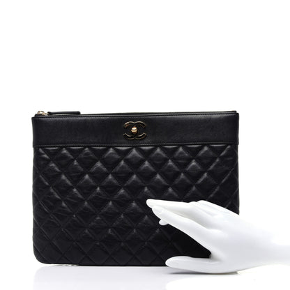 Chanel Sheepskin Quilted Medium Vintage Mademoiselle Cosmetic Case Black 2 of 10