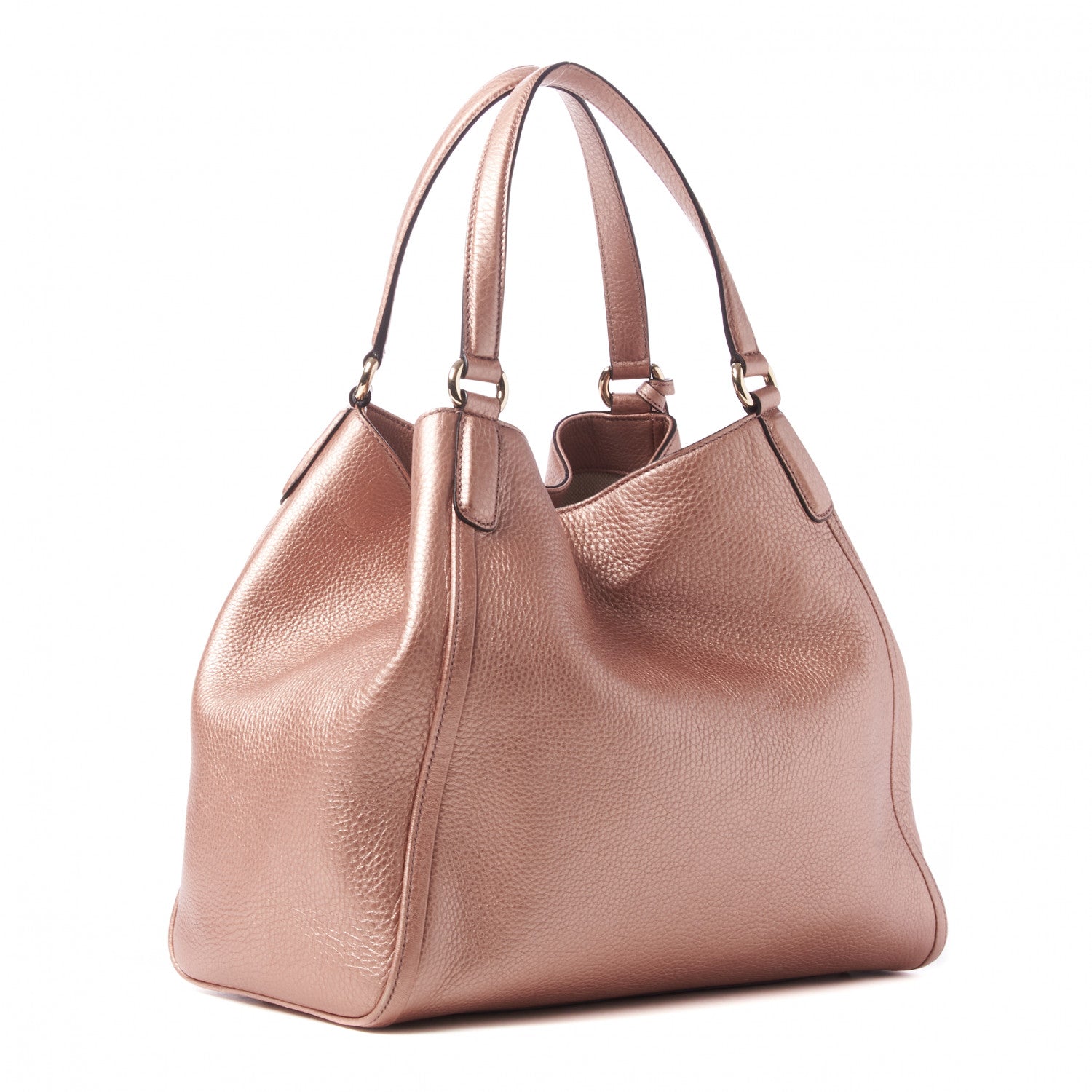 Gucci Metallic Pebbled Calfskin Medium Soho Shoulder Bag Pink 2 of 8