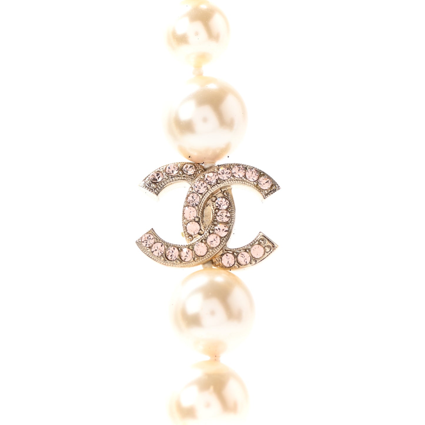 Pearl Crystal CC Short Necklace Gold Pink