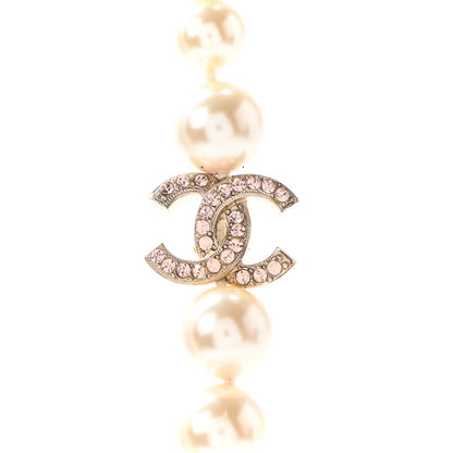 Chanel Pearl Crystal CC Short Necklace Gold Pink 4 of 5