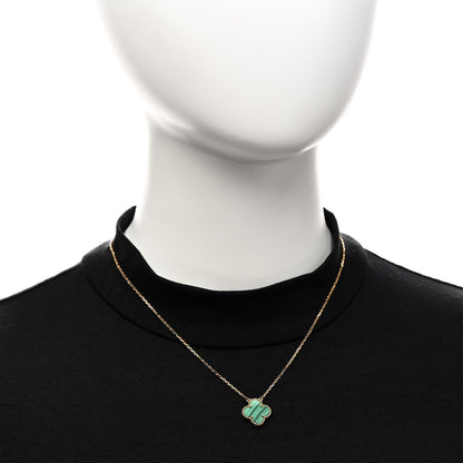 Van Cleef & Arpels 18K Yellow Gold Malachite Vintage Alhambra Pendant Necklace 2 of 6