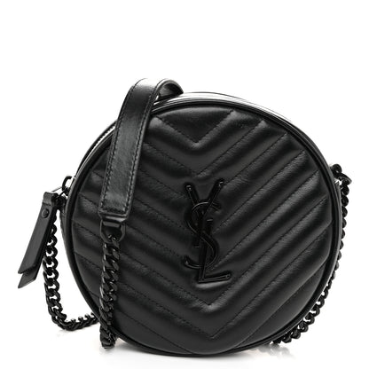 Saint Laurent Calfskin Matelasse Chevron Round Vinyle Camera Bag Black 1 of 10