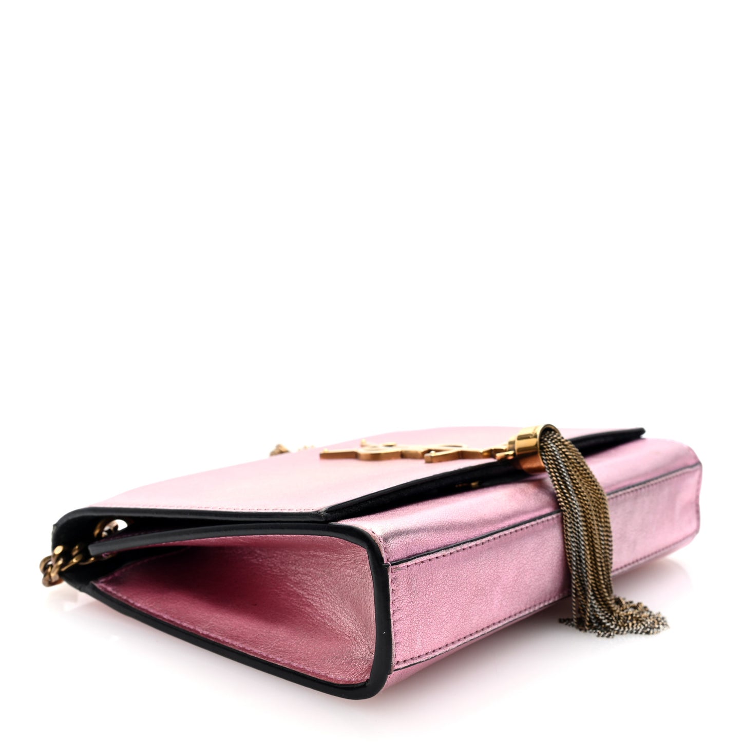 Metallic Calfskin Small Classic Monogram Kate Tassel Satchel Pink