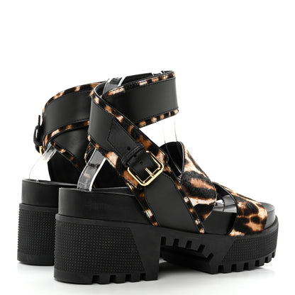 Louis Vuitton Calfskin Pony Hair Platform Sandals 37 Black 4 of 8