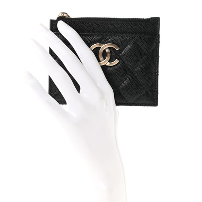 Chanel Caviar Quilted CC Zip Card Holder Black 2 of 8