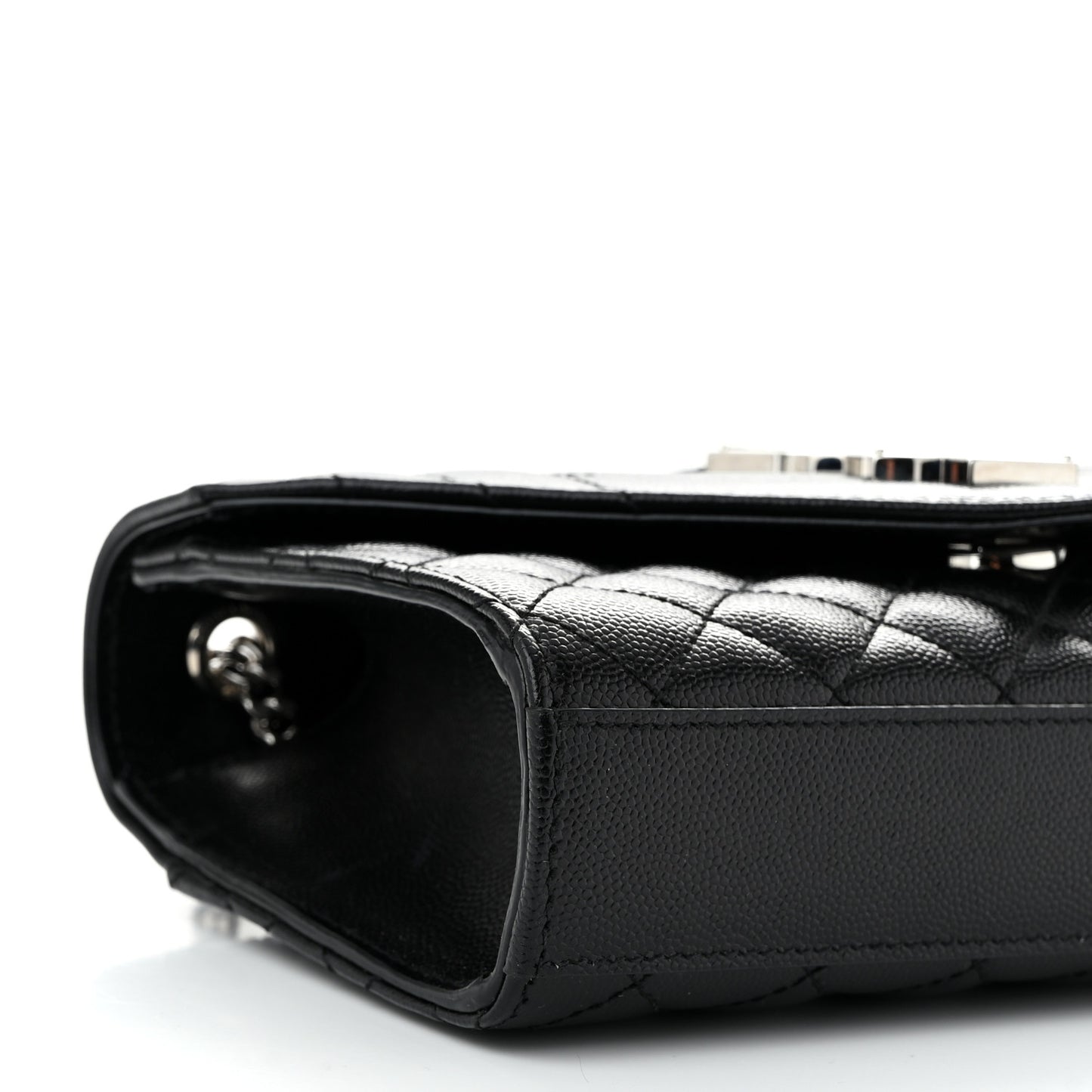 Grain De Poudre Textured Mixed Matelasse Triquilt Small Monogram Satchel Black