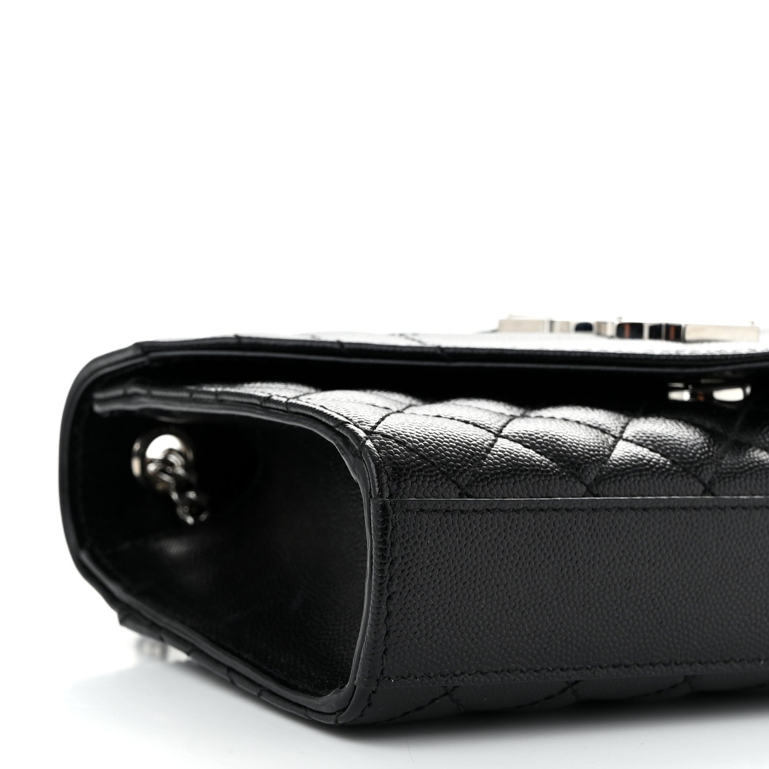 Saint Laurent Grain De Poudre Textured Mixed Matelasse Triquilt Small Monogram Satchel Black 8 of 10