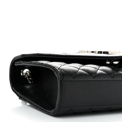 Saint Laurent Grain De Poudre Textured Mixed Matelasse Triquilt Small Monogram Satchel Black 8 of 10