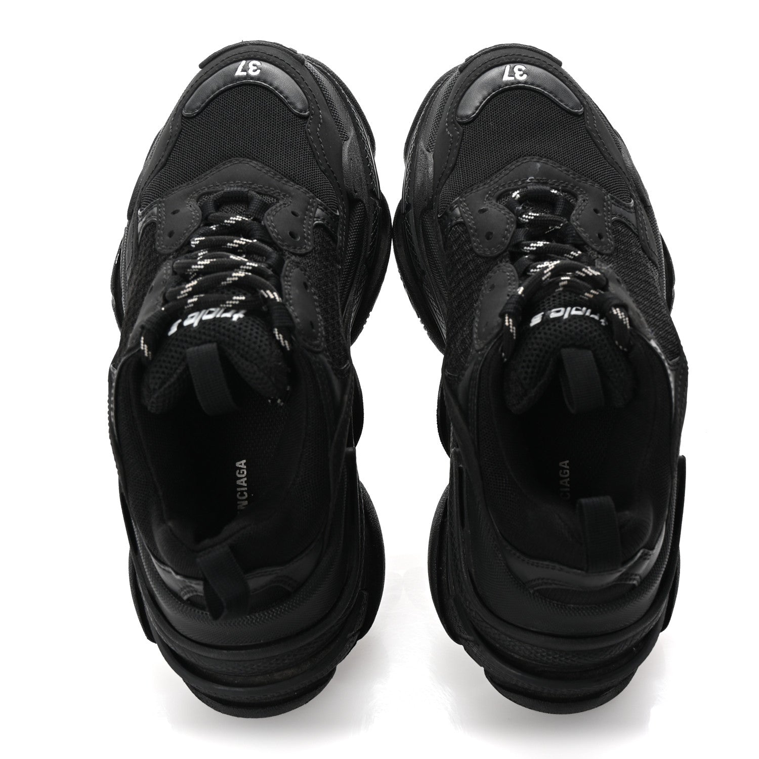 Balenciaga Fabric Mesh Womens Triple S Sneakers 37 Black 2 of 10