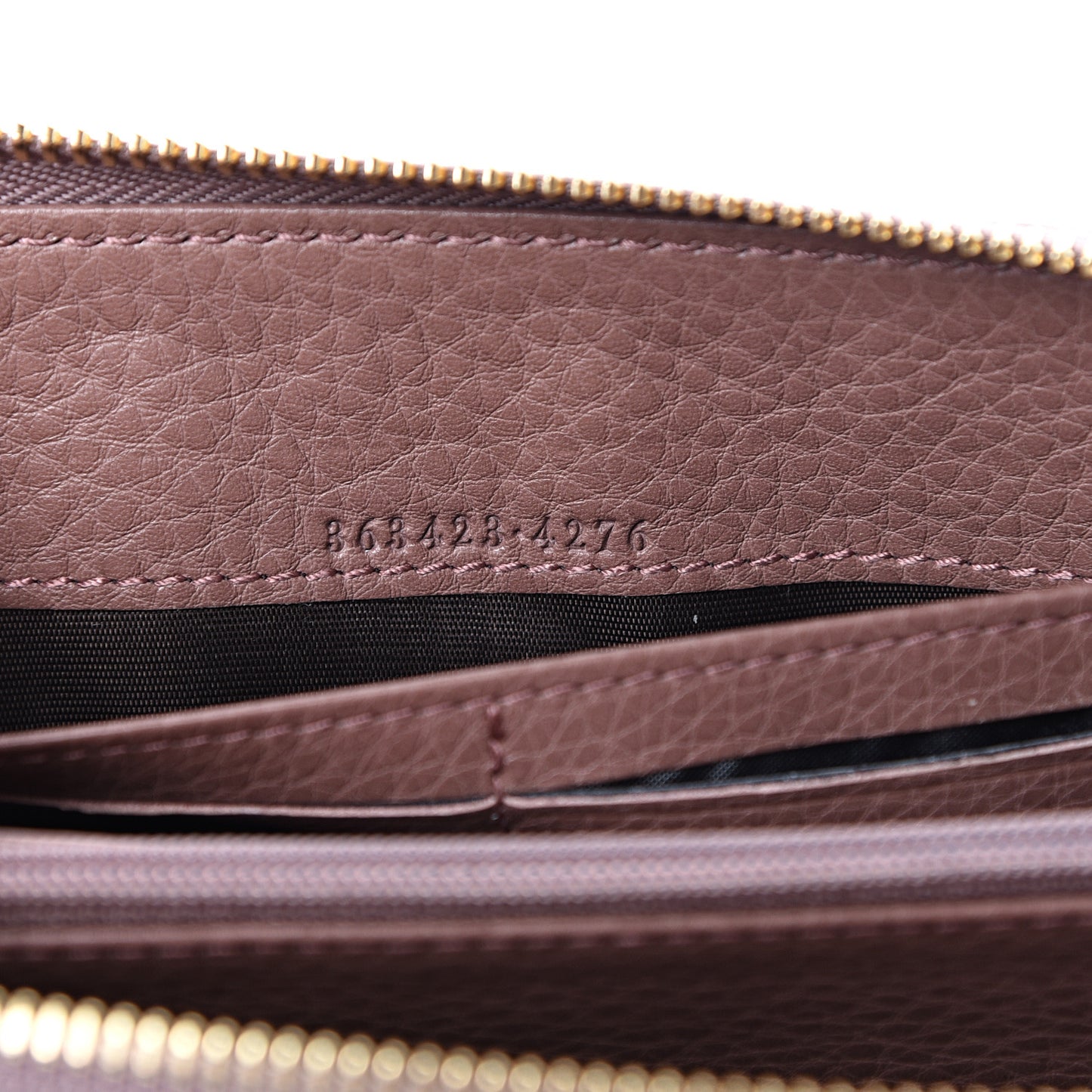 Dollar Calfskin Zip Around Wallet Rosy Phard