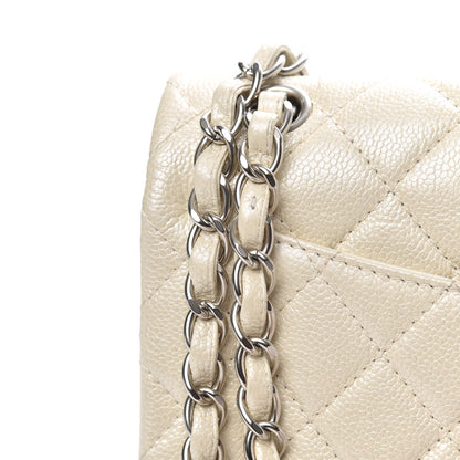 Chanel Pearly Caviar Quilted Jumbo Double Flap Dark White 13 of 13