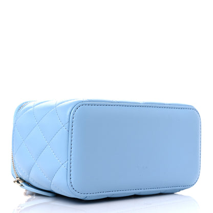 Chanel Lambskin Quilted Pearl Crush Small Vanity Case With Chain Light Blue 5 of 12