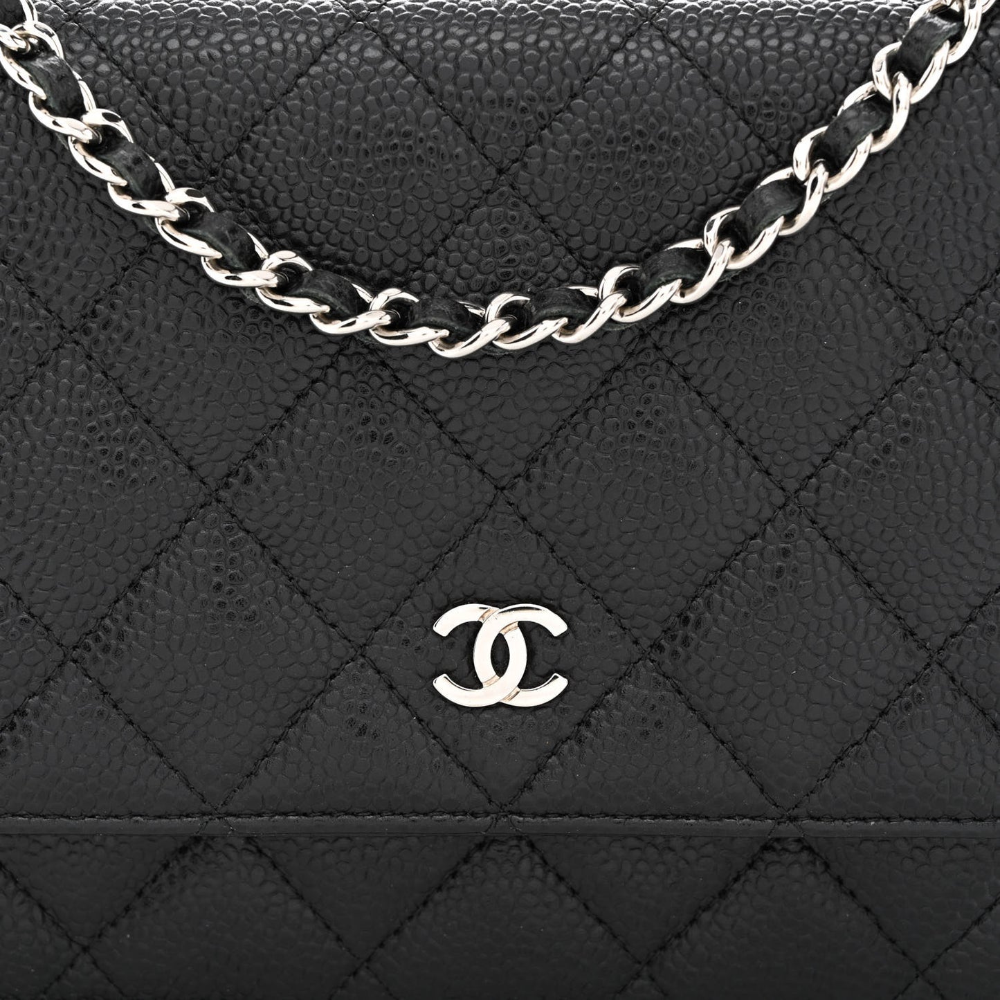 Caviar Quilted Wallet On Chain WOC Black