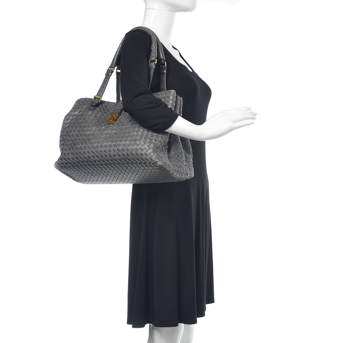 Nappa Intrecciato Medium Roma Tote Ferro Gray