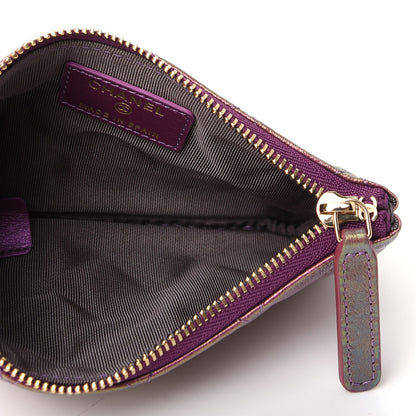 Chanel Iridescent Lambskin Quilted Small Cosmetic Case Purple 5 of 8