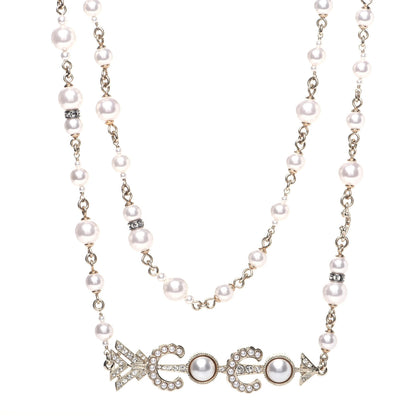 Chanel Pearl Crystal Queen of France Multi Strand Necklace Gold 1 of 7