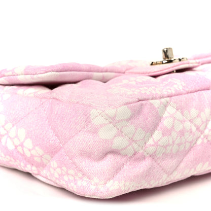 Chanel Printed Denim Quilted Flap Bag Pink White 10 of 11
