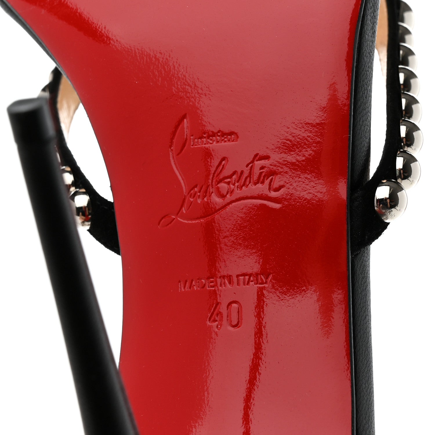 Christian Louboutin Shiny Nappa Suede Galeria 100 Sandals 40 Black Silver 7 of 8