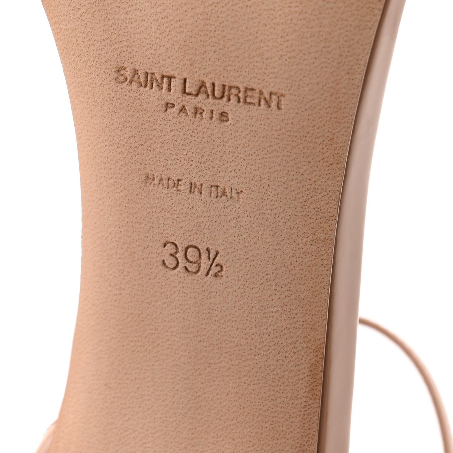 Patent Calfskin Amber 105 Ankle Strap Sandals 39.5 Beige