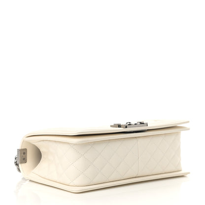 Chanel Lambskin Quilted Chevron Medium Boy Flap White 4 of 16