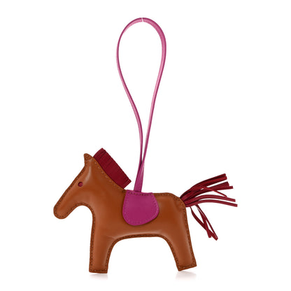 Hermes Milo Lambskin Grigri Rodeo Horse Bag Charm MM Gold Rubis Rose Pourpre 1 of 5