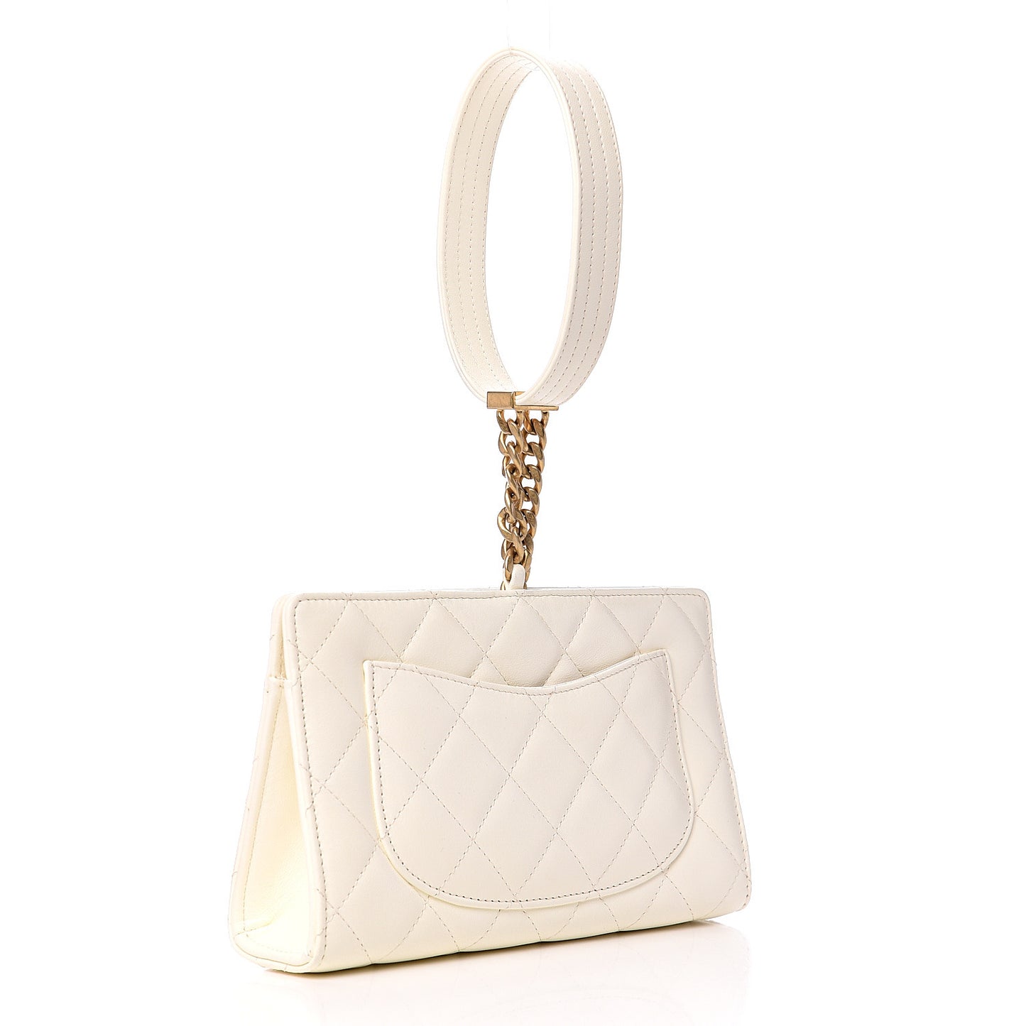 Lambskin Quilted Evening By The Sea Clutch White