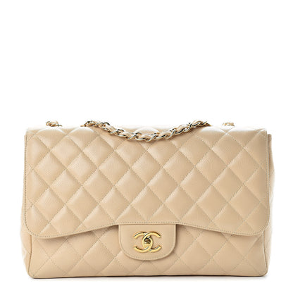 Chanel Caviar Quilted Jumbo Single Flap Beige Clair 1 of 11