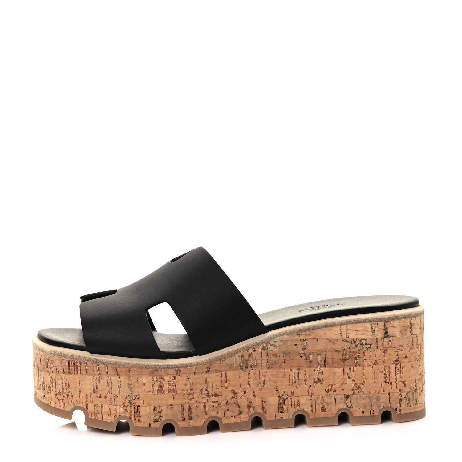 Hermes Calfskin Cork Eze 30 Sandals 37 Black 1 of 9