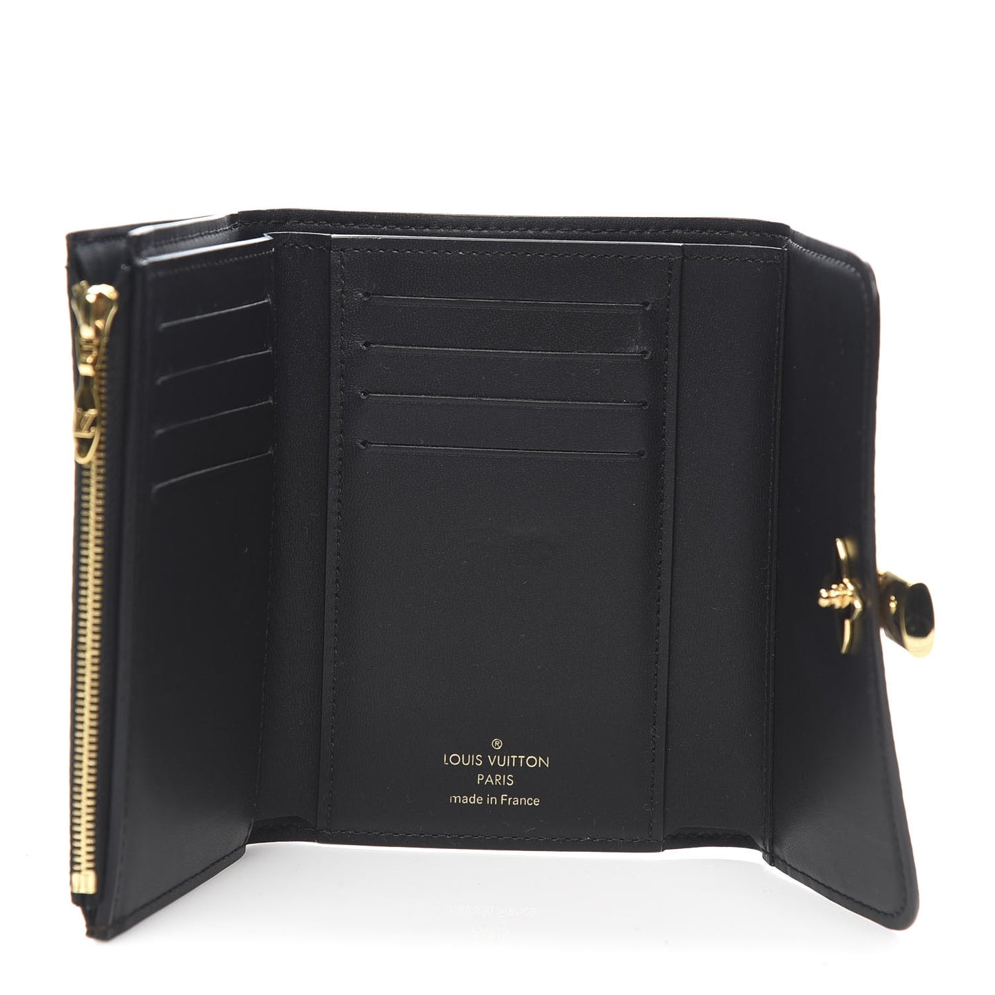 Monogram Flower Lock Compact Wallet Black