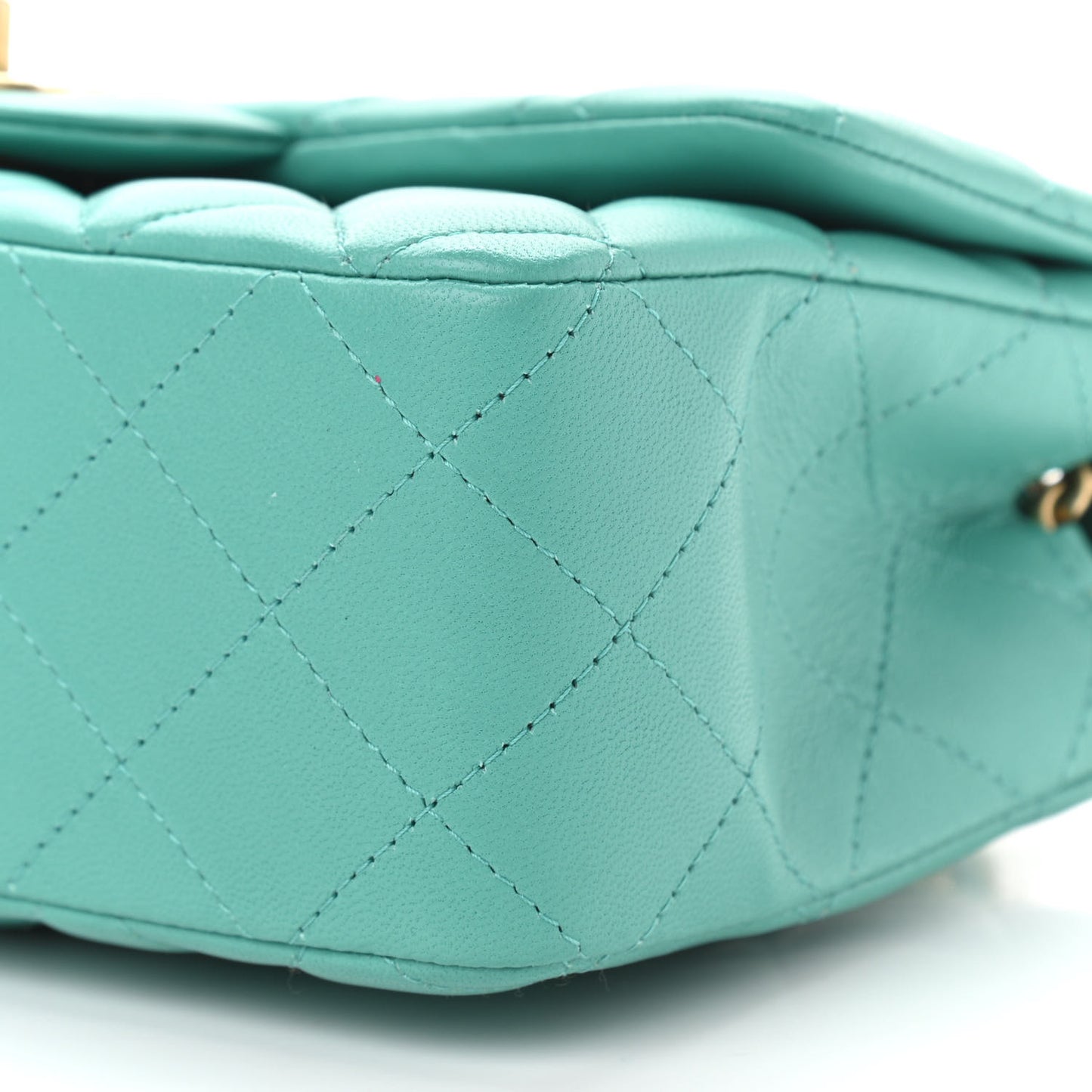 Lambskin Quilted Mini Rectangular Flap Green