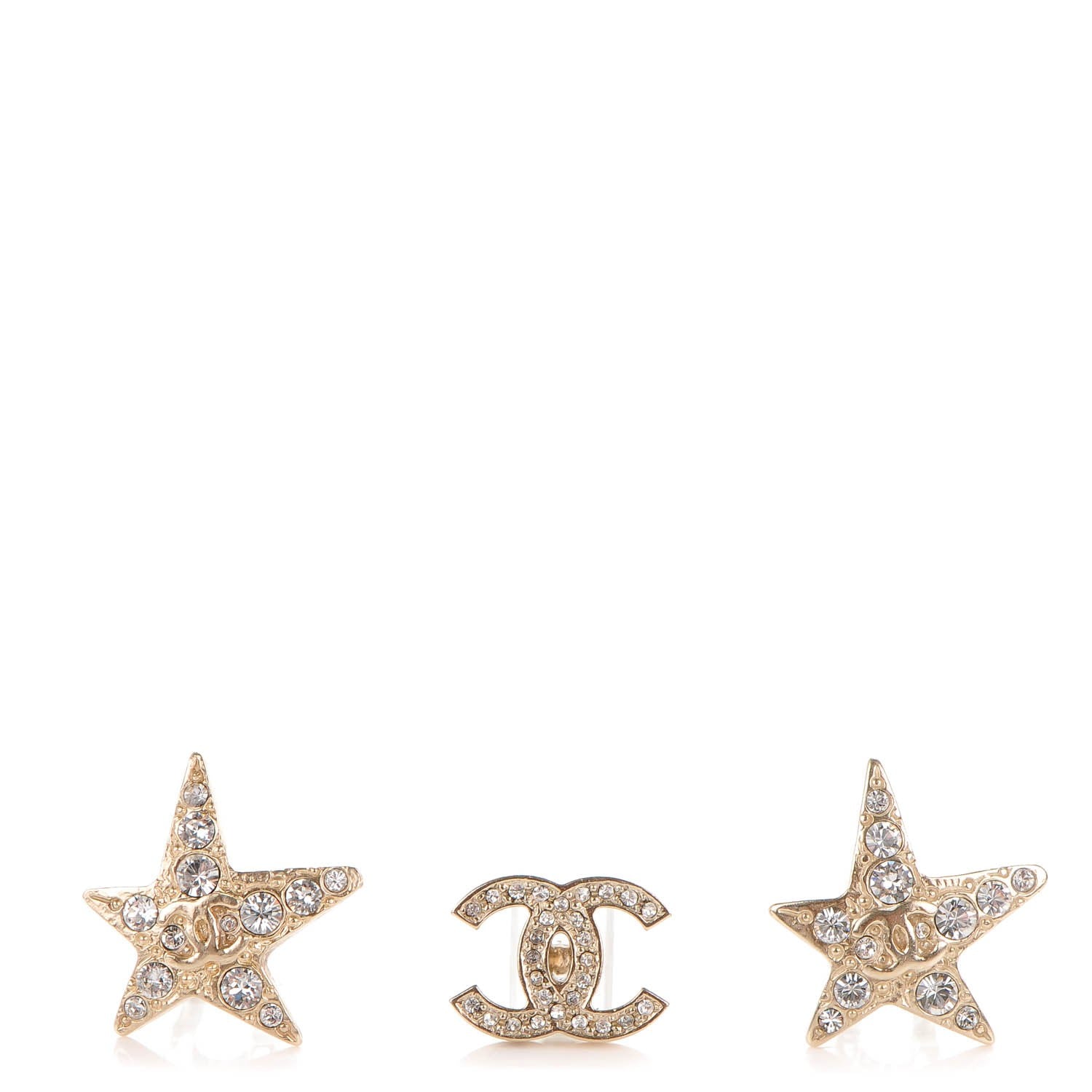 Chanel Swarovski Crystal CC Star Earphone Charms Gold 1 of 7