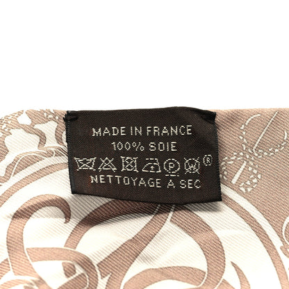 Hermes Silk Ex-Libris Twilly Beige White Caramel 3 of 4