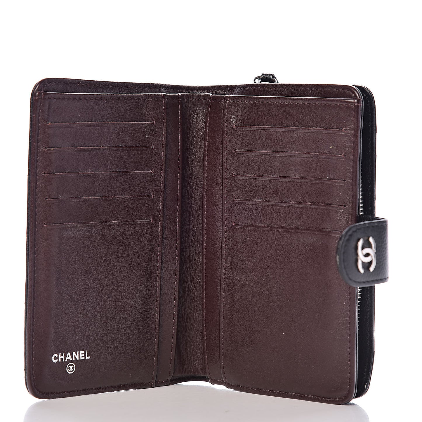Caviar Quilted Zipped Pocket Wallet Black