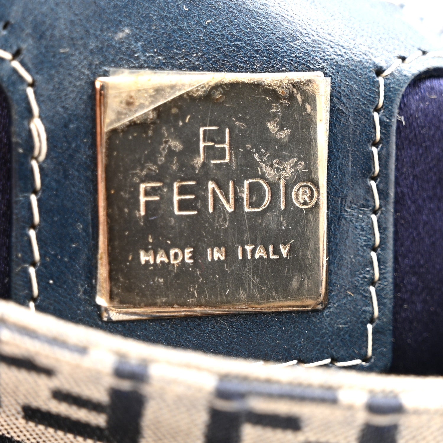 Fendi Zucchino Baguette Navy 6 of 13