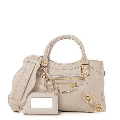 Balenciaga Chevre Gold Metallic Edge Hardware Mini City Beige Praline 1 of 9