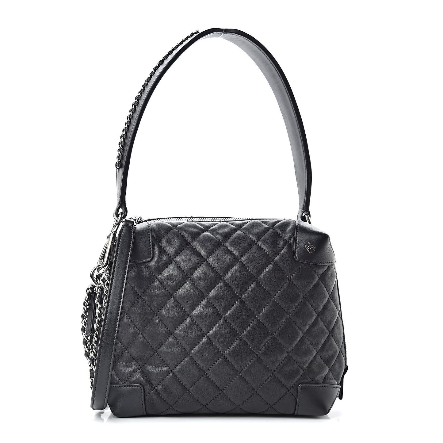 Lambskin Quilted Messenger Bag Black
