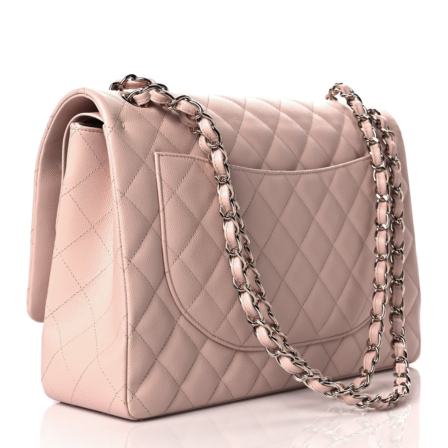 Caviar Quilted Maxi Double Flap Light Beige