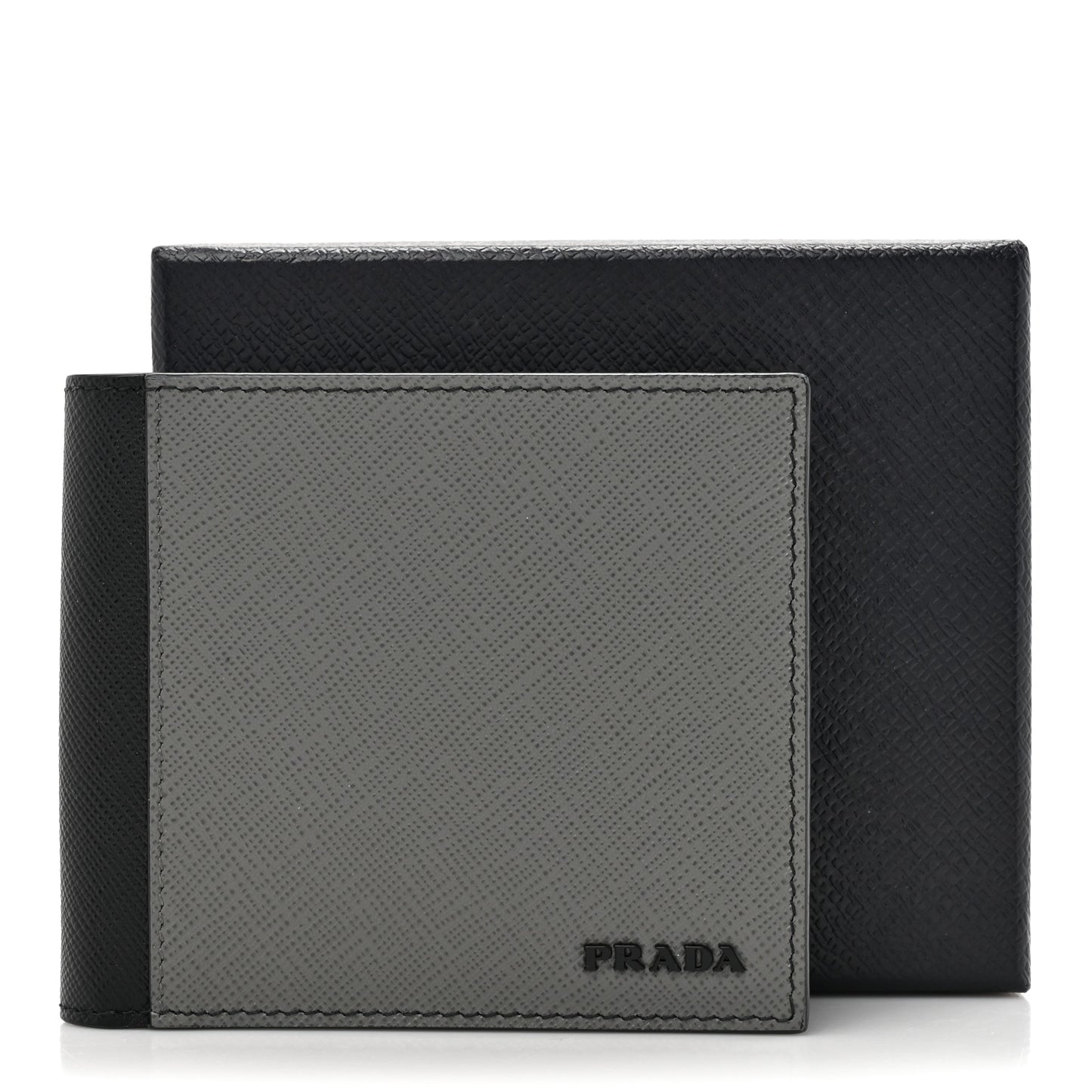 Saffiano Bi-Color Bi-Fold Wallet Grey Black