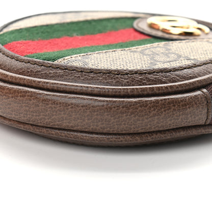 Gucci GG Supreme Monogram Web Ophidia Round Coin Purse Beige New Acero 9 of 10