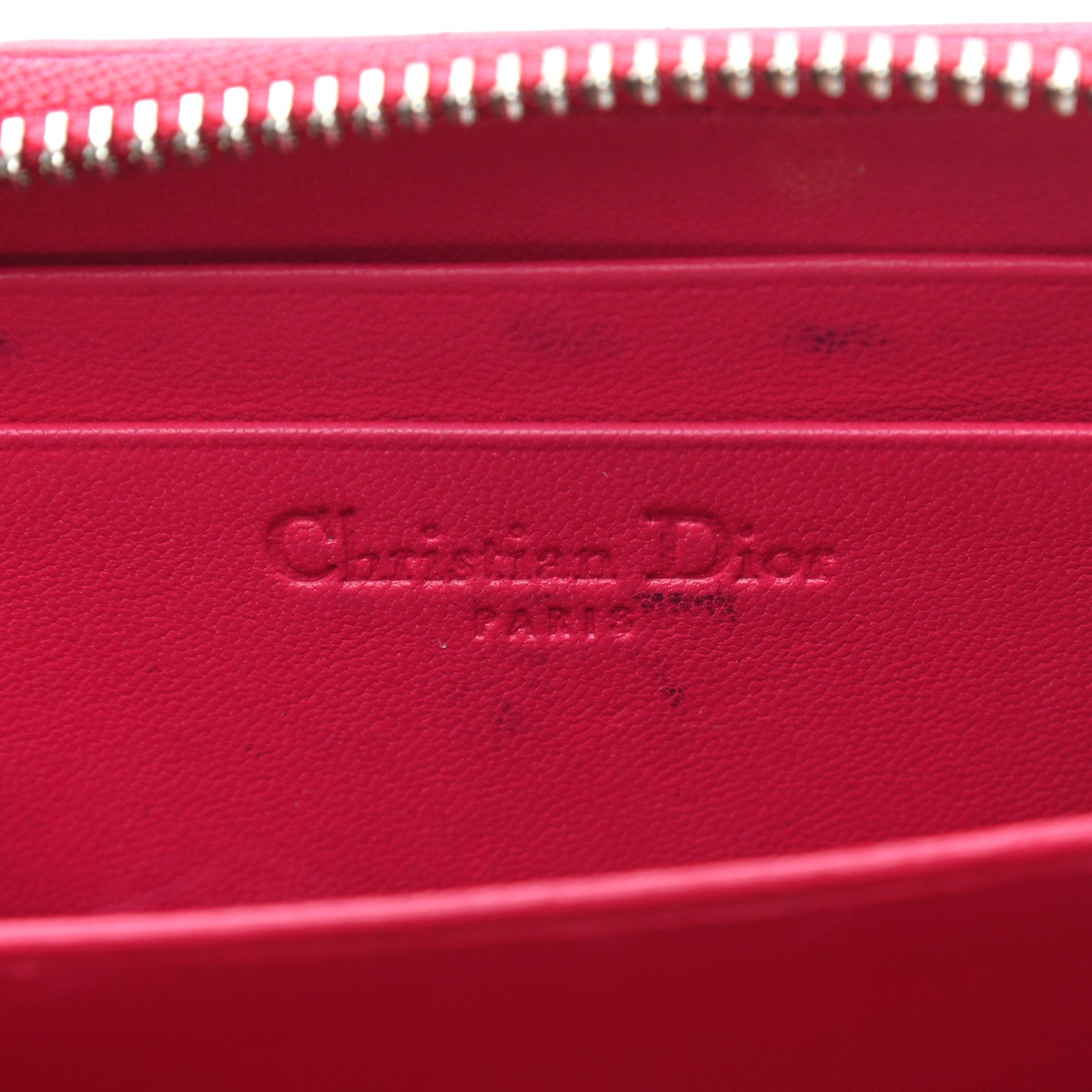 Christian Dior Lambskin Cannage Mini Lady Dior Zip Portemonnaie Fuchsia 12 of 13
