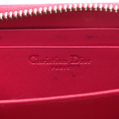 Christian Dior Lambskin Cannage Mini Lady Dior Zip Portemonnaie Fuchsia 12 of 13