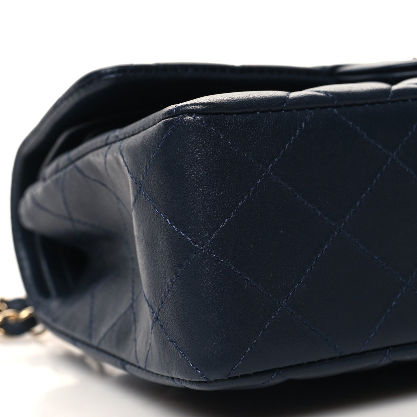 Lambskin Quilted Small Double Flap Navy