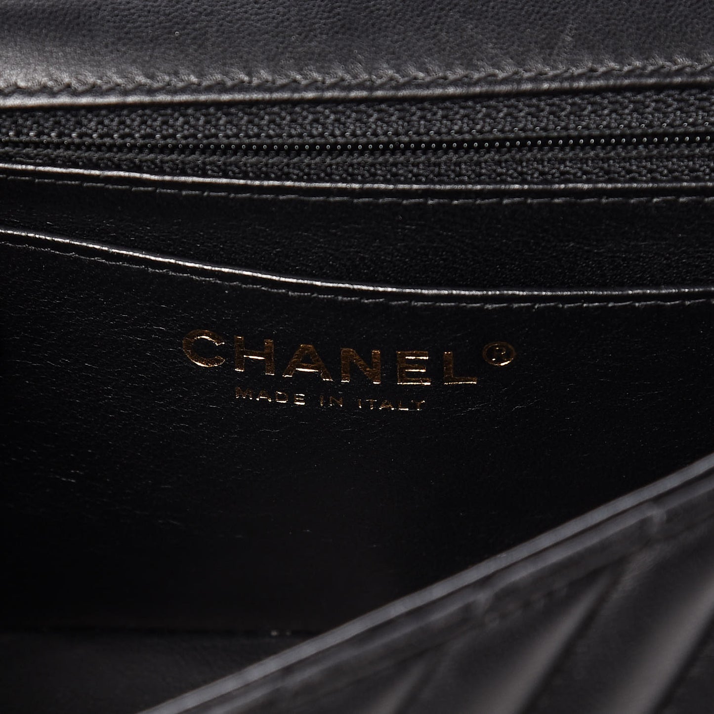 Lambskin Chevron Quilted Mini Rectangular Flap Black