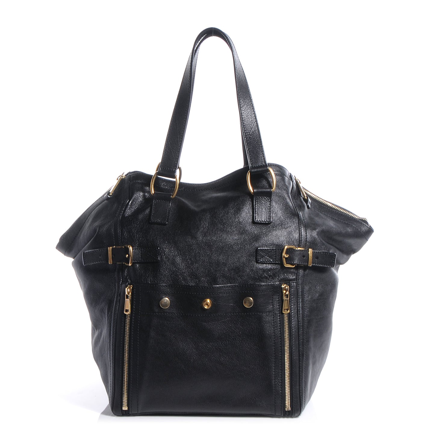 Leather Medium Downtown Tote Black