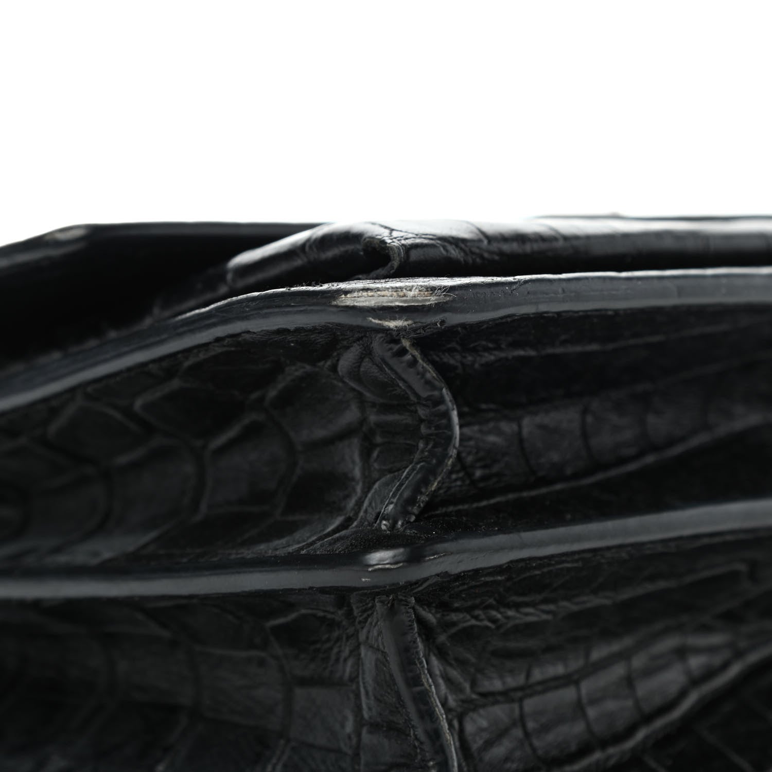 Saint Laurent Calfskin Crocodile Embossed Medium Monogram Sunset Black 5 of 6