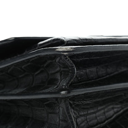 Saint Laurent Calfskin Crocodile Embossed Medium Monogram Sunset Black 5 of 6